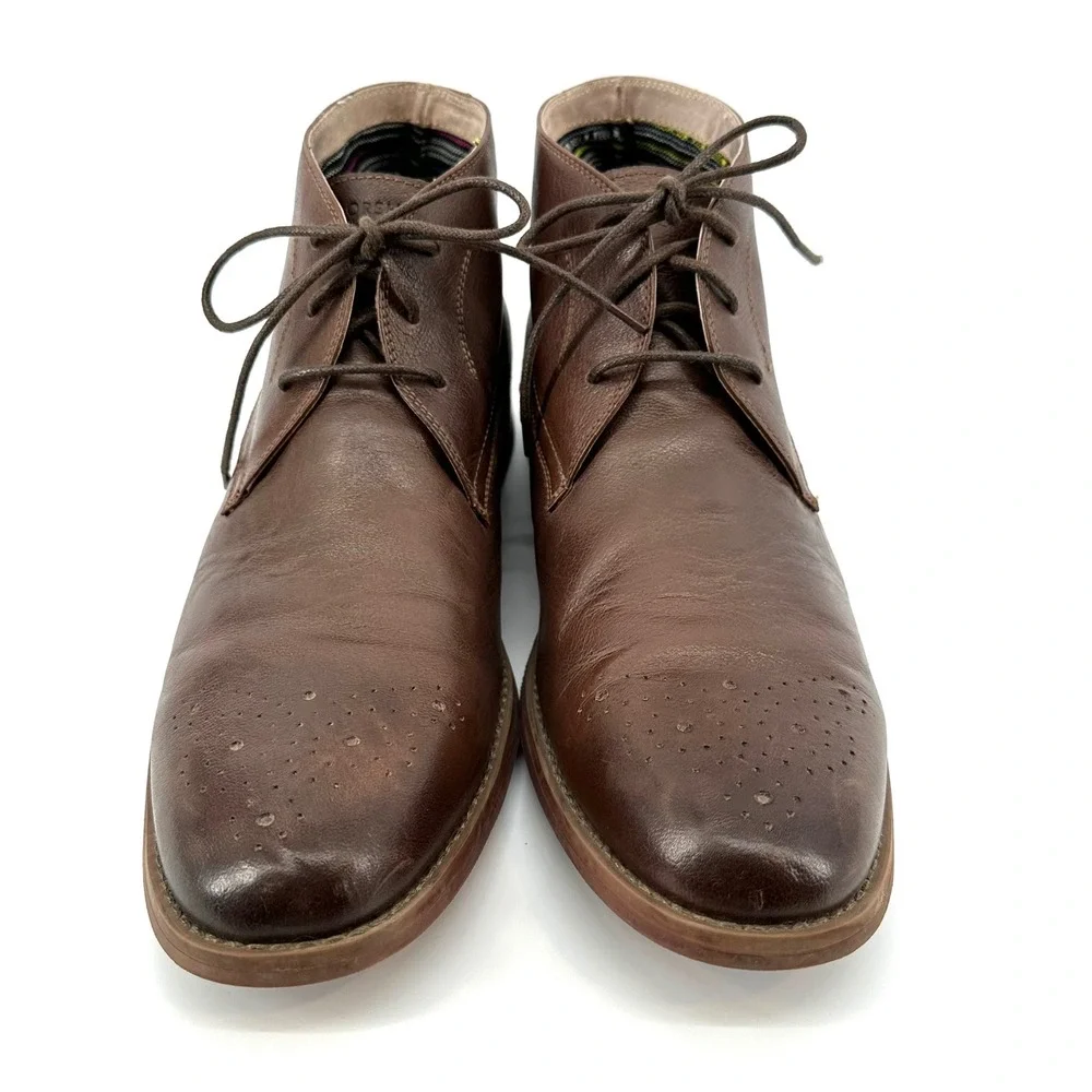 Florsheim Mens 15085-200 Brown Leather Medallion Toe Chukka Boots 10.5D